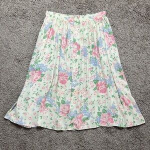 Vintage Ralph Lauren Women’s Rayon A-Line Midi Skirt Floral Print Size 10